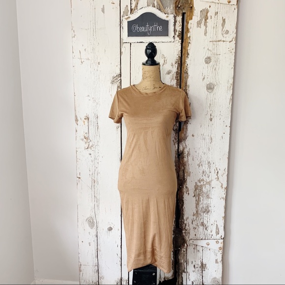 Vibe Dresses & Skirts - Vibe sportswear sueded fabric camel midi dress